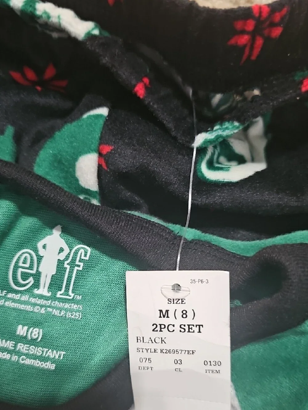 ELF Kids Long-Sleeve Holiday Top in Green, Gray & Red